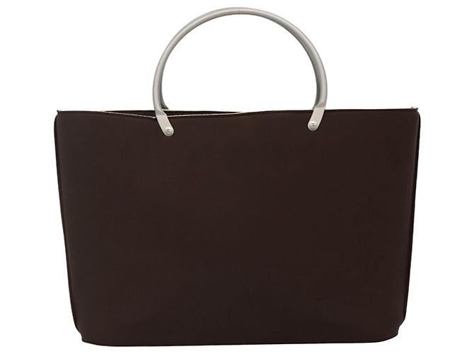 CHANEL Borsa a mano in nylon marrone CC Auth bs23545 - vista 2