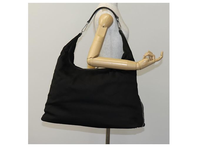 Borsa a spalla GUCCI in nylon nero argento 012 1553 0326 Auth bs23480 - vista 20