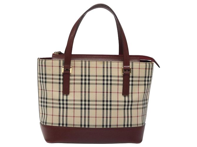 Borsa a mano Burberry Nova Check in tela e pelle beige oro Auth BD809 D'oro - vista 10