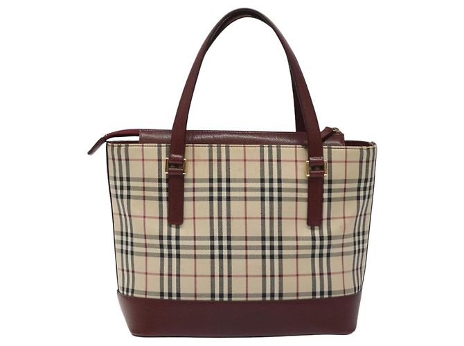 Borsa a mano Burberry Nova Check in tela e pelle beige oro Auth BD809 D'oro - vista 2