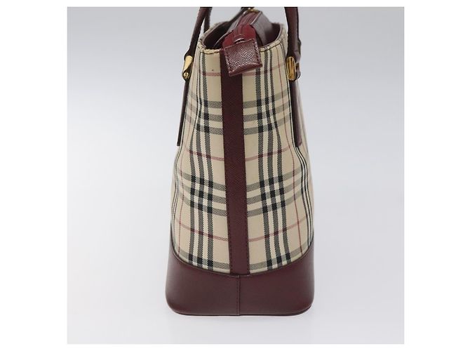 Borsa a mano Burberry Nova Check in tela e pelle beige oro Auth BD809 D'oro - vista 3