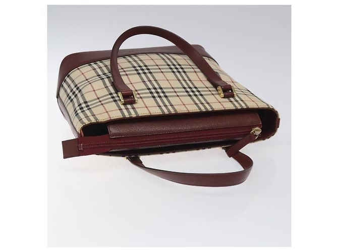 Borsa a mano Burberry Nova Check in tela e pelle beige oro Auth BD809 D'oro - vista 5