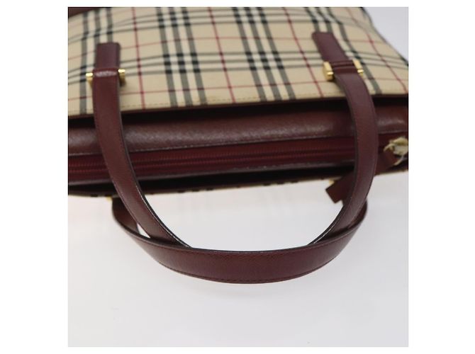 Borsa a mano Burberry Nova Check in tela e pelle beige oro Auth BD809 D'oro - vista 6