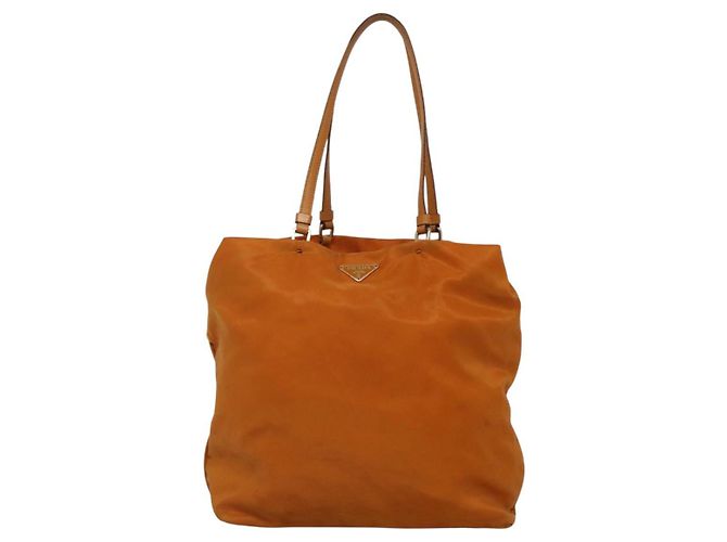 PRADA Shoulder Bag Nylon Orange Gold Auth EC663 Golden - view 10