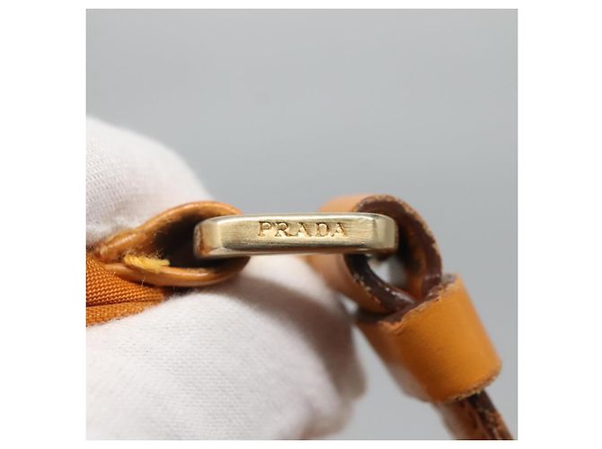 PRADA Shoulder Bag Nylon Orange Gold Auth EC663 Golden - view 14