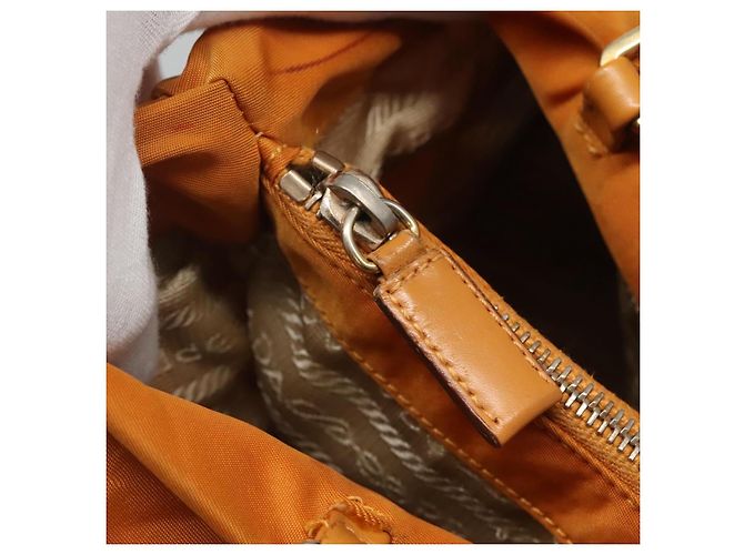 PRADA Shoulder Bag Nylon Orange Gold Auth EC663 Golden - view 15