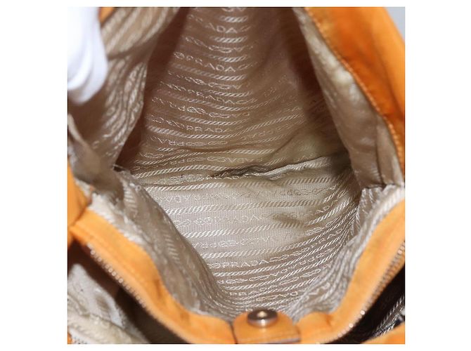 PRADA Shoulder Bag Nylon Orange Gold Auth EC663 Golden - view 19
