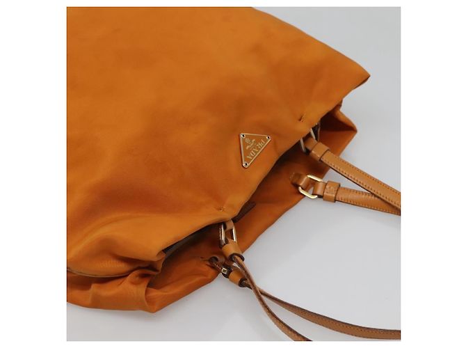 PRADA Shoulder Bag Nylon Orange Gold Auth EC663 Golden - view 6
