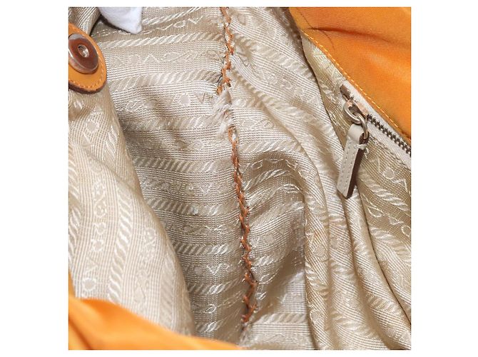 PRADA Shoulder Bag Nylon Orange Gold Auth EC663 Golden - view 9