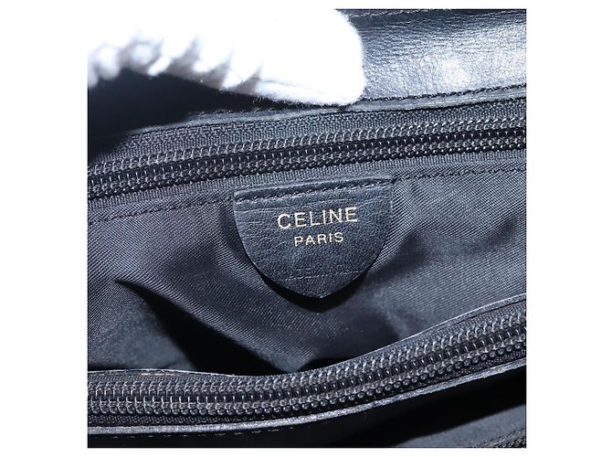 Céline Borsa a spalla CELINE in nylon nero e oro Auth EC662 D'oro - vista 14