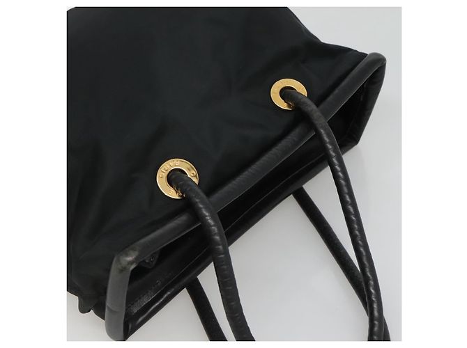 Céline Borsa a spalla CELINE in nylon nero e oro Auth EC662 D'oro - vista 5