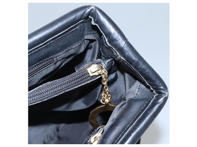 Céline Borsa a spalla CELINE in nylon nero e oro Auth EC662 D'oro - vista 8