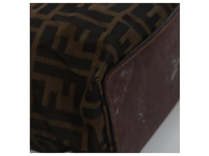 FENDI Zucca Canvas Handtasche braun schwarz silber Auth EC490 - Ansicht 10