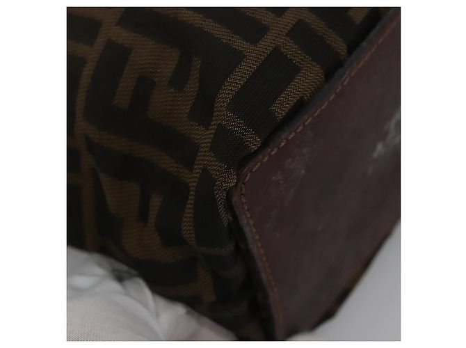 FENDI Zucca Canvas Handtasche braun schwarz silber Auth EC490 - Ansicht 12