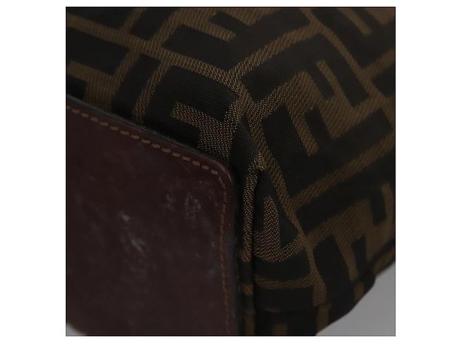 FENDI Zucca Canvas Handtasche braun schwarz silber Auth EC490 - Ansicht 13