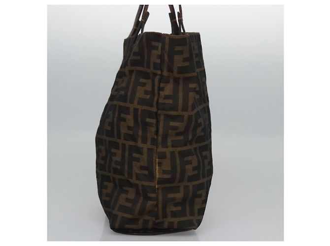 FENDI Zucca Canvas Handtasche braun schwarz silber Auth EC490 - Ansicht 2
