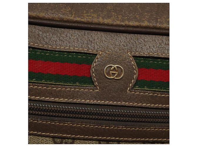 GUCCI GG Supreme Web Sherry Line Bolsa PVC Beige Oro 001 56 6472 4023 Auth KD170 Roja Dorado - vista 13
