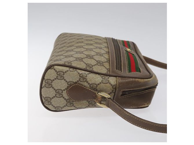 GUCCI GG Supreme Web Sherry Line Bolsa PVC Beige Oro 001 56 6472 4023 Auth KD170 Roja Dorado - vista 2