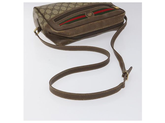 GUCCI GG Supreme Web Sherry Line Bolsa PVC Beige Oro 001 56 6472 4023 Auth KD170 Roja Dorado - vista 5