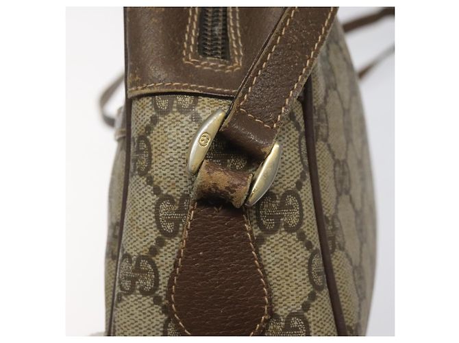 GUCCI GG Supreme Web Sherry Line Bolsa PVC Beige Oro 001 56 6472 4023 Auth KD170 Roja Dorado - vista 6