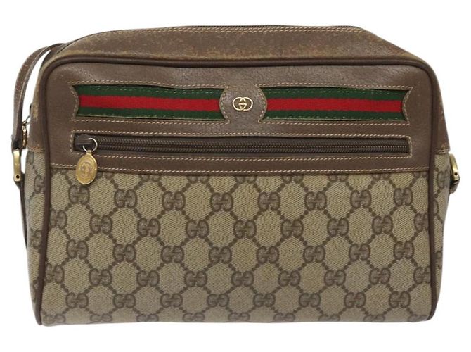 GUCCI GG Supreme Web Sherry Line Bolsa PVC Beige Oro 001 56 6472 4023 Auth KD170 Roja Dorado - vista 9