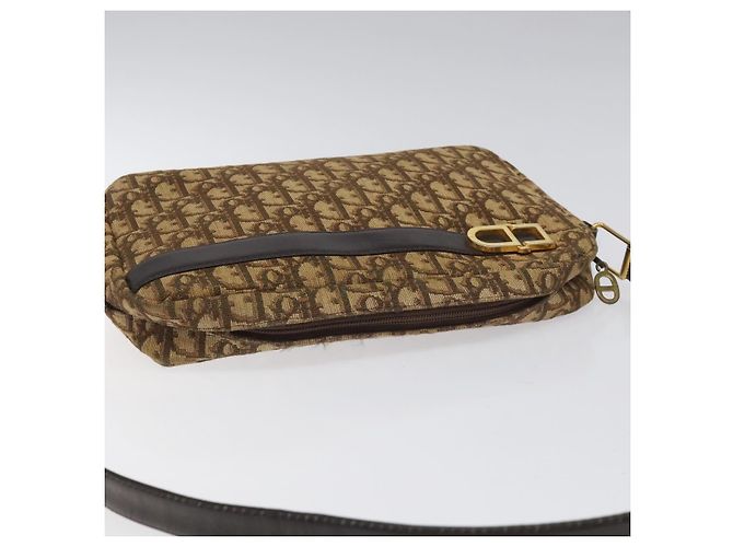 Borsa a spalla in tela Trotter Christian Dior marrone Auth EC573 - vista 4