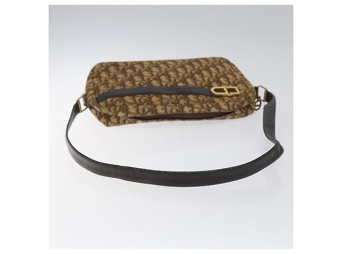 Borsa a spalla in tela Trotter Christian Dior marrone Auth EC573 - vista 5