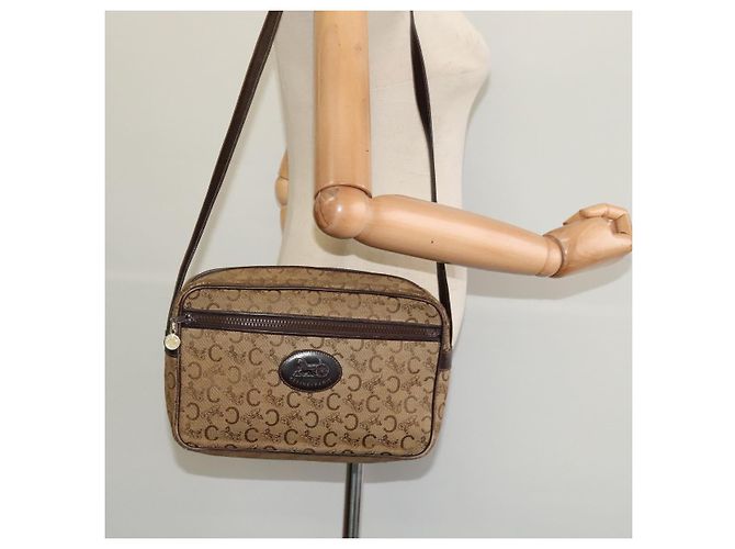 Céline Borsa a spalla Celine C Sulky in tela beige Auth BA757 - vista 17