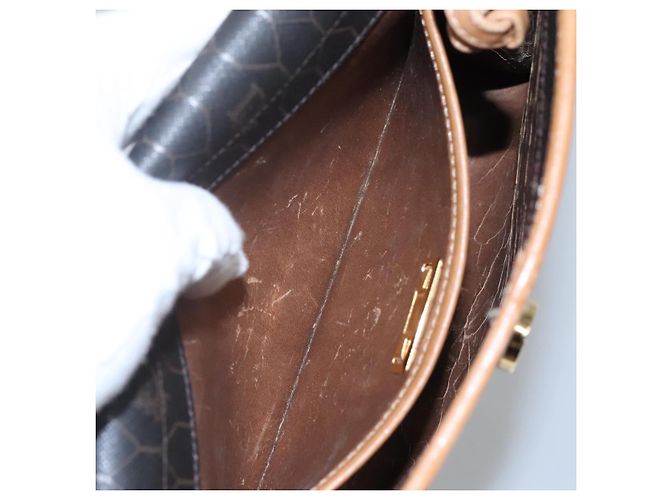 Borsa a spalla in tela a nido d'ape Christian Dior PVC nera e dorata Auth BA558 Nero D'oro - vista 10
