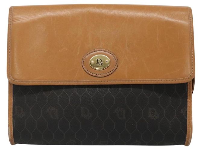 Borsa a spalla in tela a nido d'ape Christian Dior PVC nera e dorata Auth BA558 Nero D'oro - vista 11