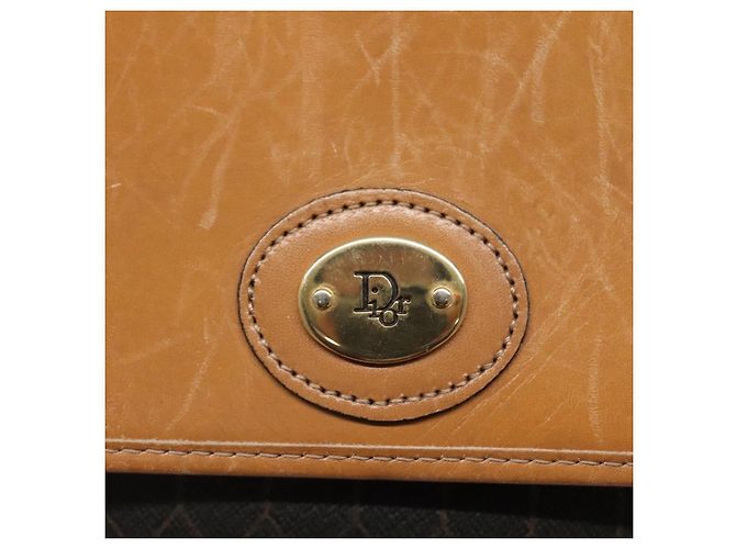 Borsa a spalla in tela a nido d'ape Christian Dior PVC nera e dorata Auth BA558 Nero D'oro - vista 14