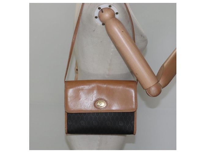 Borsa a spalla in tela a nido d'ape Christian Dior PVC nera e dorata Auth BA558 Nero D'oro - vista 15