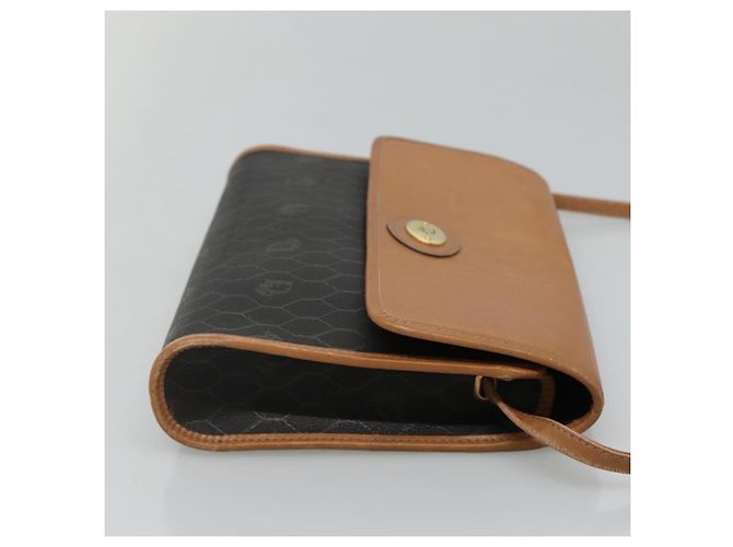 Borsa a spalla in tela a nido d'ape Christian Dior PVC nera e dorata Auth BA558 Nero D'oro - vista 3
