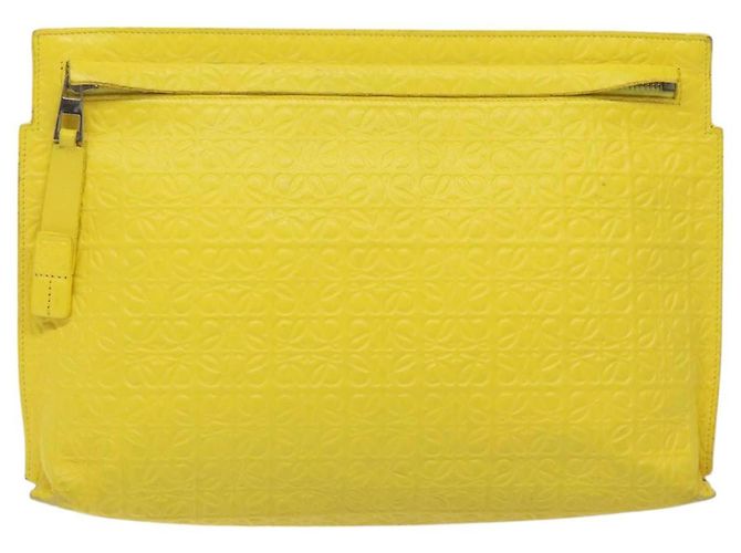 LOEWE Borsa Clutch Anagram Pelle Gialla Auth bs23522 Giallo - vista 11