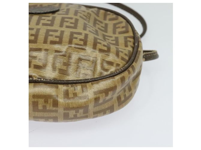 FENDI Zucchino Canvas Schultertasche PVC Braun Silber Authentisch th5785 - Ansicht 10