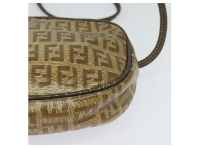 FENDI Zucchino Canvas Schultertasche PVC Braun Silber Authentisch th5785 - Ansicht 11