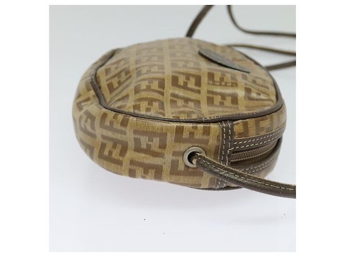 FENDI Zucchino Canvas Schultertasche PVC Braun Silber Authentisch th5785 - Ansicht 3