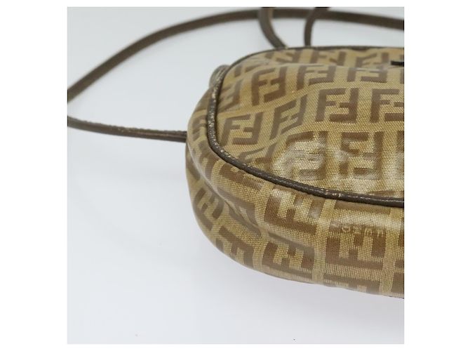 FENDI Zucchino Canvas Schultertasche PVC Braun Silber Authentisch th5785 - Ansicht 6