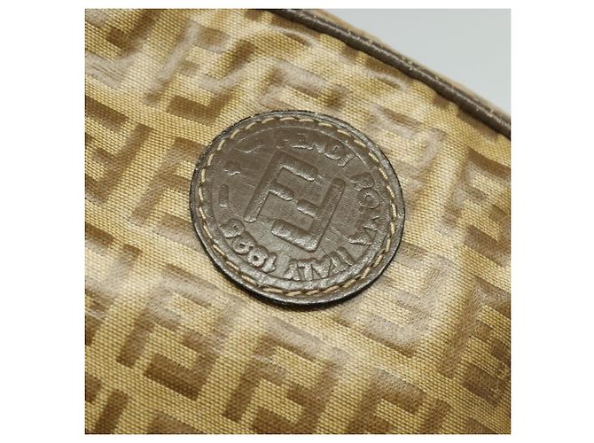 FENDI Zucchino Canvas Schultertasche PVC Braun Silber Authentisch th5785 - Ansicht 7