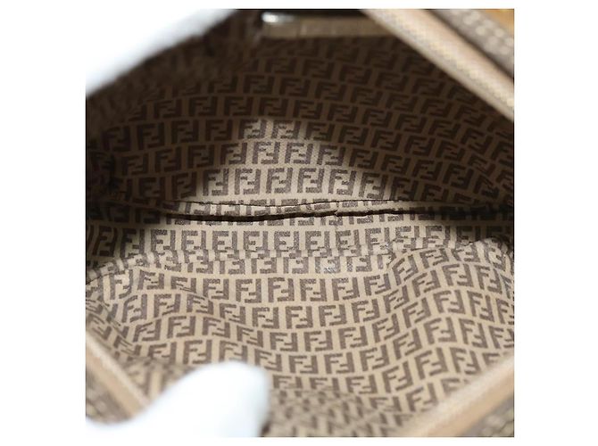 FENDI Zucchino Canvas Schultertasche PVC Braun Silber Authentisch th5785 - Ansicht 9