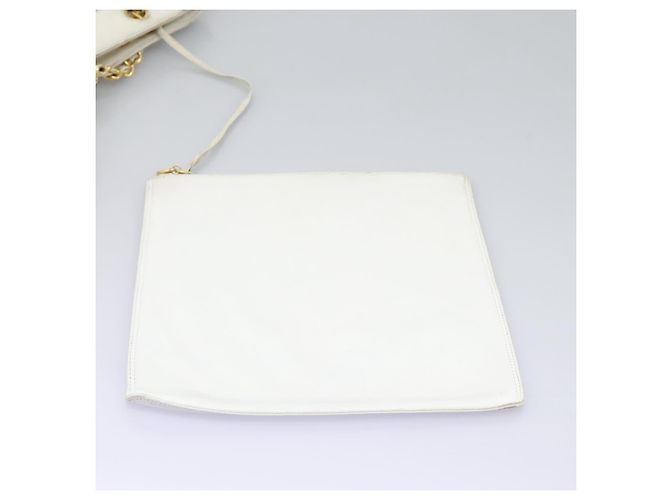 CHANEL Bolsa Tote Triple Coco Cadena Vinilo Cuero Blanco Oro CC Auth bs23423 Dorado - vista 19