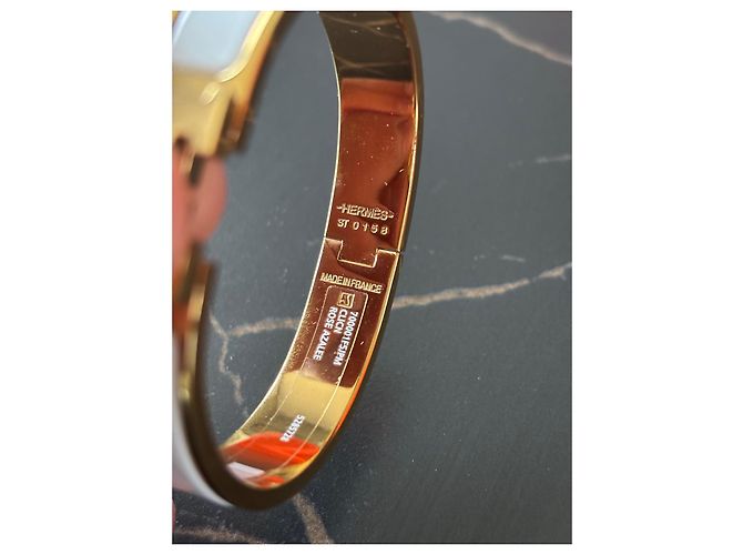 Pulseira Hermès Clic H branca e dourada de aço Branco Dourado - vista 4