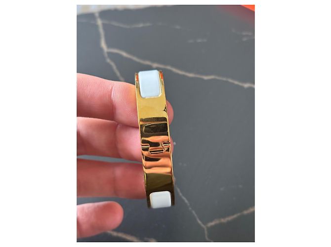Pulseira Hermès Clic H branca e dourada de aço Branco Dourado - vista 6