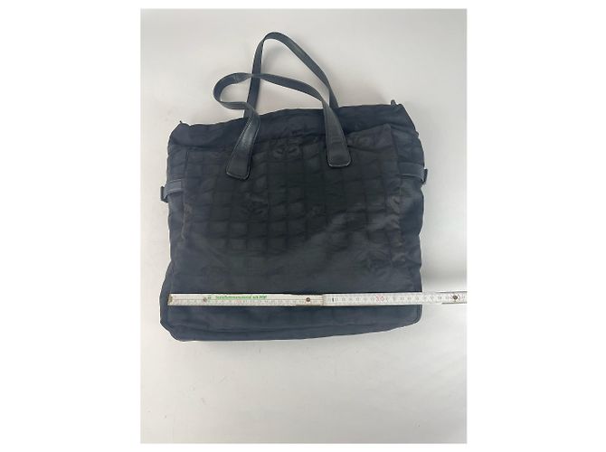 Vintage Chanel Monogramm Canvas Tasche Schwarz - Ansicht 11