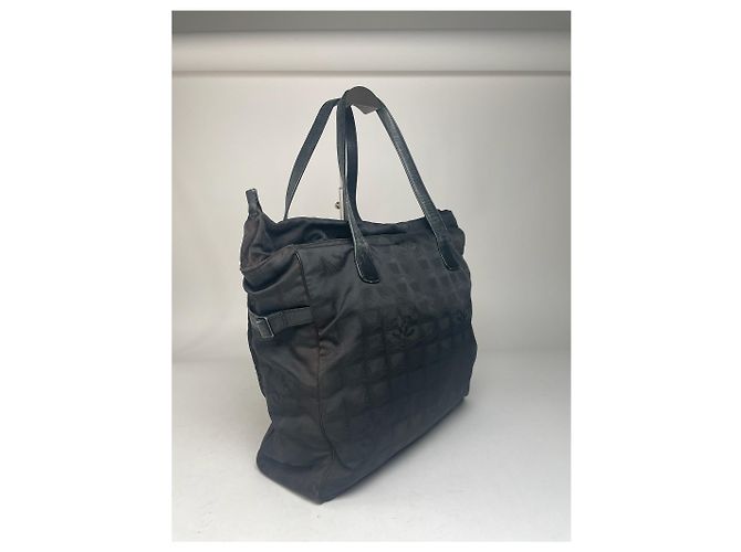 Vintage Chanel Monogramm Canvas Tasche Schwarz - Ansicht 3