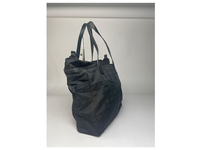 Vintage Chanel Monogramm Canvas Tasche Schwarz - Ansicht 6