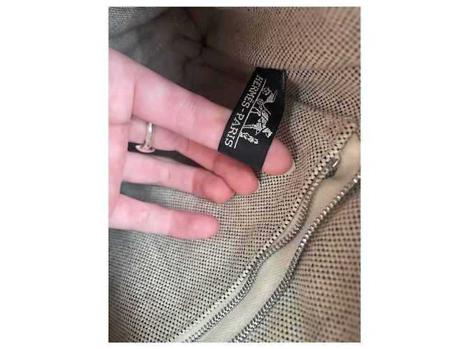 Hermès Vintage Hermes Canvas Schultertasche Beige - Ansicht 5