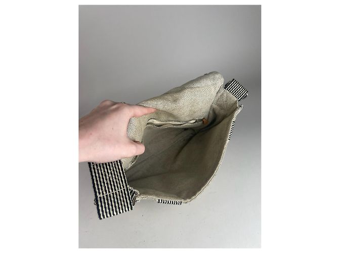 Hermès Vintage Hermes Canvas Schultertasche Beige - Ansicht 6