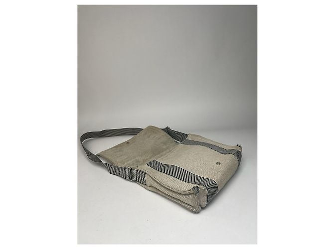 Hermès Vintage Hermes Canvas Schultertasche Beige - Ansicht 7