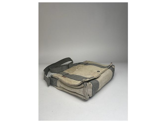 Hermès Vintage Hermes Canvas Schultertasche Beige - Ansicht 8